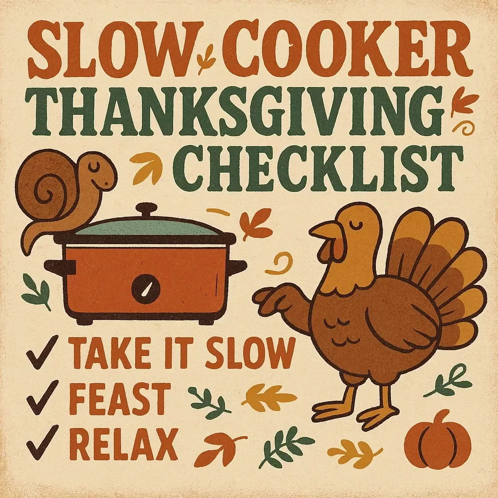 Slow Cooker Thanksgiving Checklist | Printable Holiday Planner for Easy Make-Ahead Meals | Digital Download for Stress-Free Cooking