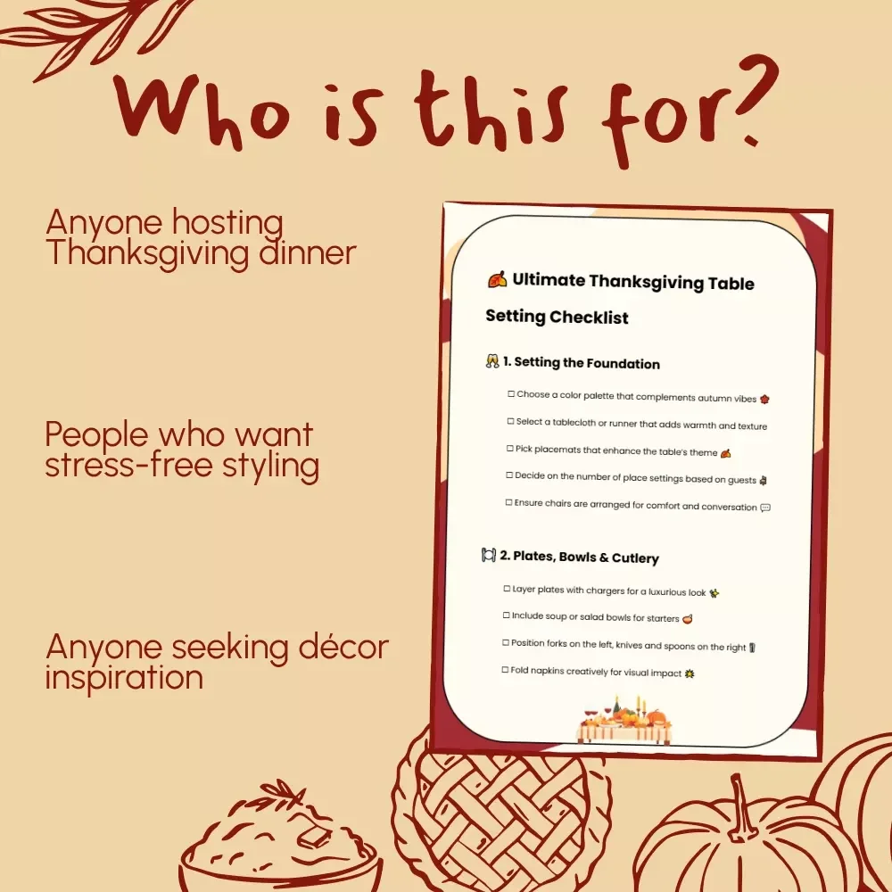 Ultimate Thanksgiving Table Setting Checklist | Printable Holiday Decor Guide | Thanksgiving Table Setting Ideas for a Beautiful Feast