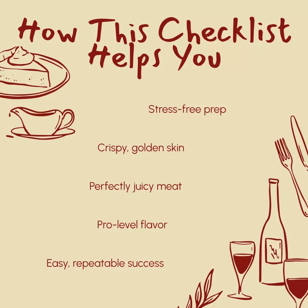 The Juicy Turkey Triumph Checklist | How to Cook a Juicy Thanksgiving Turkey | Ultimate Holiday Roasting Guide for Beginners & Food Lovers | Printable Kitchen Companion for the Perfect Bird