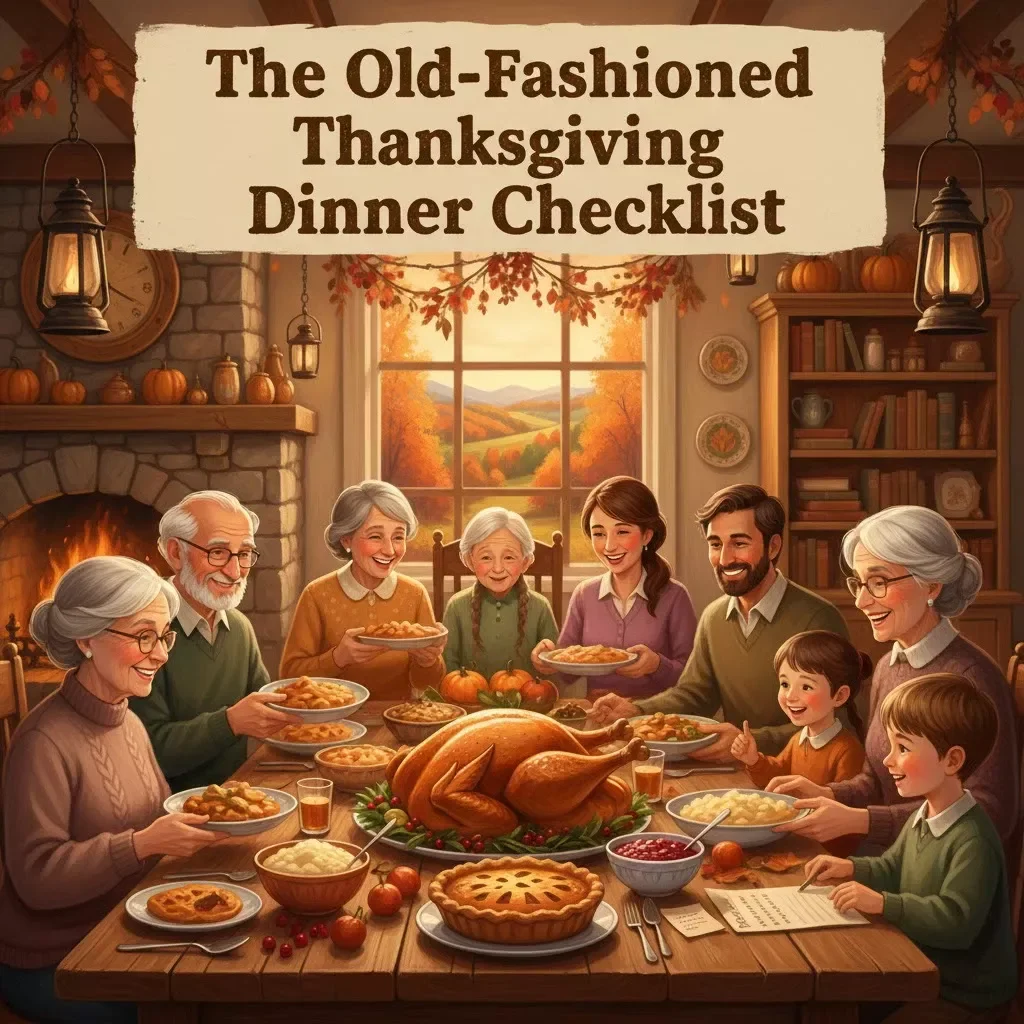 The Old-Fashioned Thanksgiving Dinner Checklist | Vintage-Inspired Holiday Meal Planner | Digital Download for Classic Family Feast