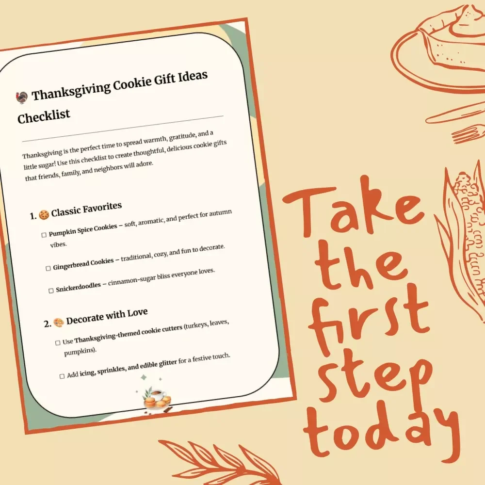 Thanksgiving Cookie Gift Ideas Checklist | Printable Baking Gift Planner | DIY Cookie Gift Inspiration for Friends & Family | Digital Download