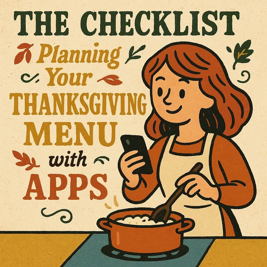 The Checklist on Planning Your Thanksgiving Menu with Apps | Digital Download for Effortless Holiday Meal Planning | Printable & Interactive Guide to Using Apps for Planning Thanksgiving Menus
