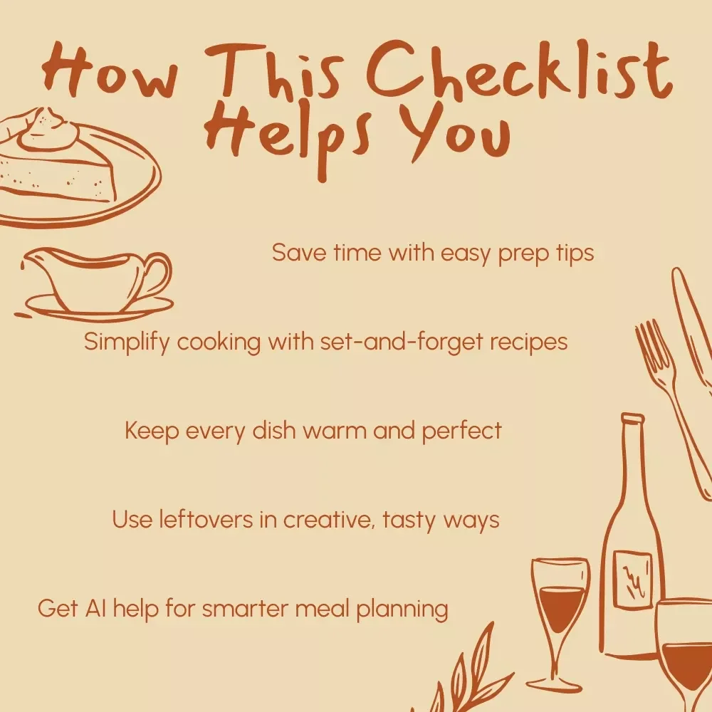 Slow Cooker Thanksgiving Checklist | Printable Holiday Planner for Easy Make-Ahead Meals | Digital Download for Stress-Free Cooking