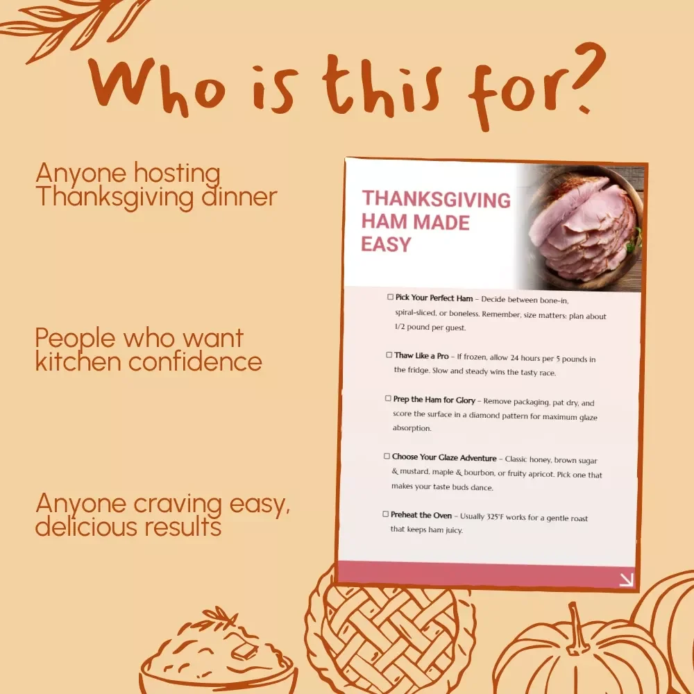 Thanksgiving Ham Made Easy – Printable Holiday Cooking Checklist for Beginners | Easy Ham Recipes for Thanksgiving | Digital Download