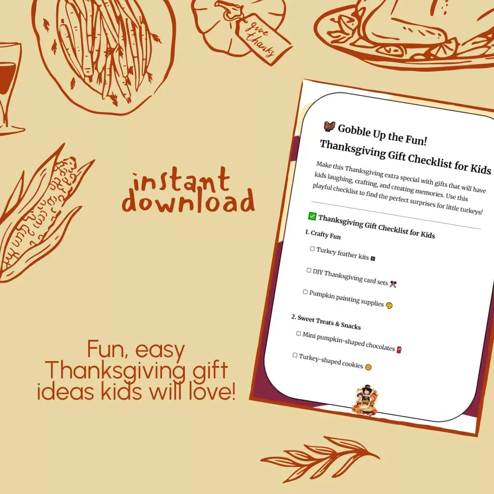 Gobble Up the Fun! Thanksgiving Gift Checklist for Kids | Fun Thanksgiving Gifts for Kids | Printable Holiday Gift Planner & Digital Download