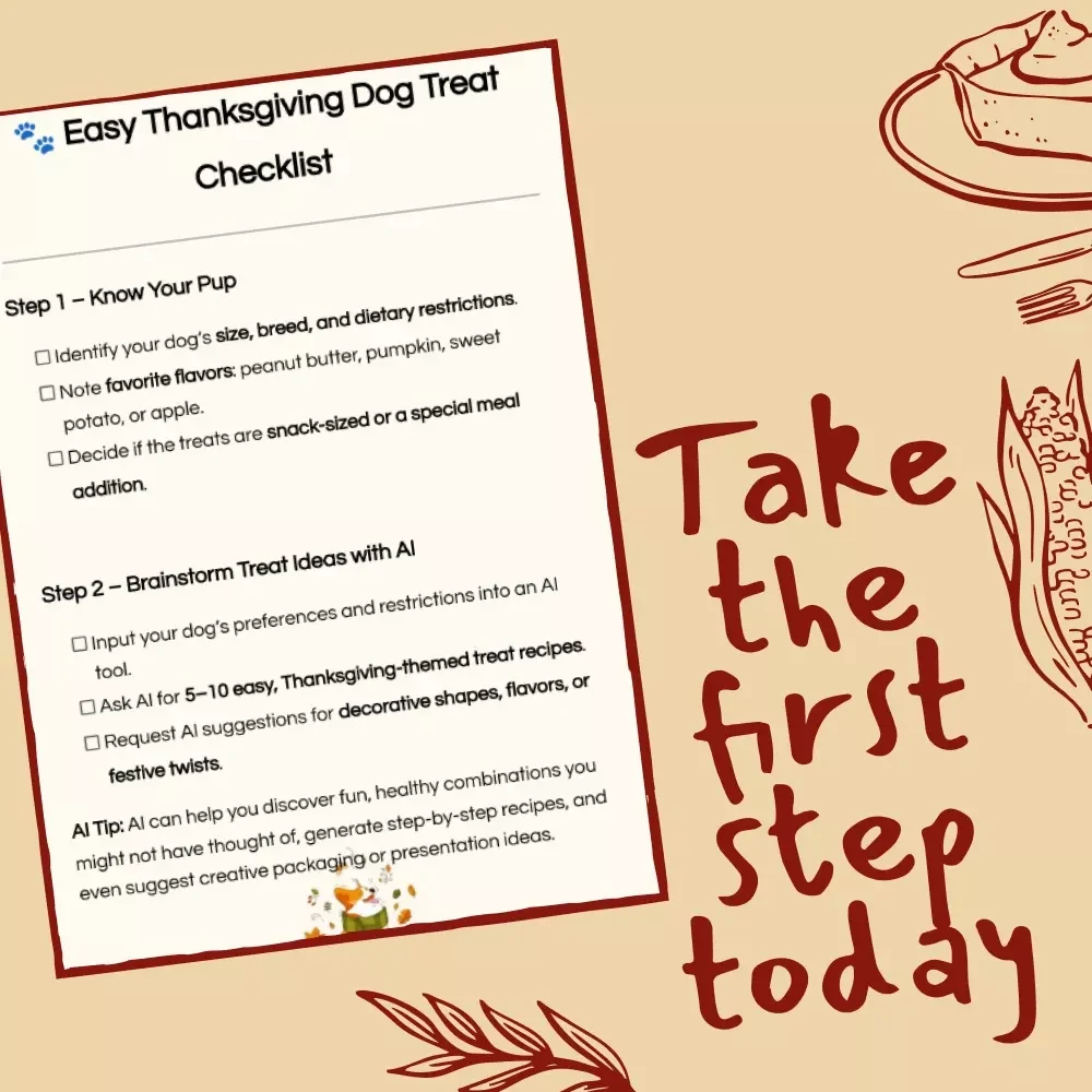 Easy Thanksgiving Dog Treat Checklist | Printable Holiday Pet Guide | DIY Homemade Dog Treat Recipes | Fun Fall Pet eBook for Dog Lovers | Digital Download