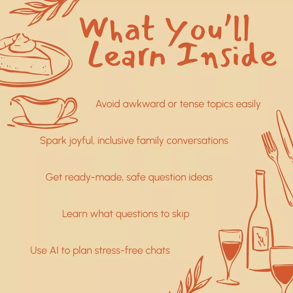Questions to Avoid Tension at Thanksgiving Table | Conversation Guide for a Peaceful Holiday | Printable Digital Download for Stress-Free Thanksgiving Dinner