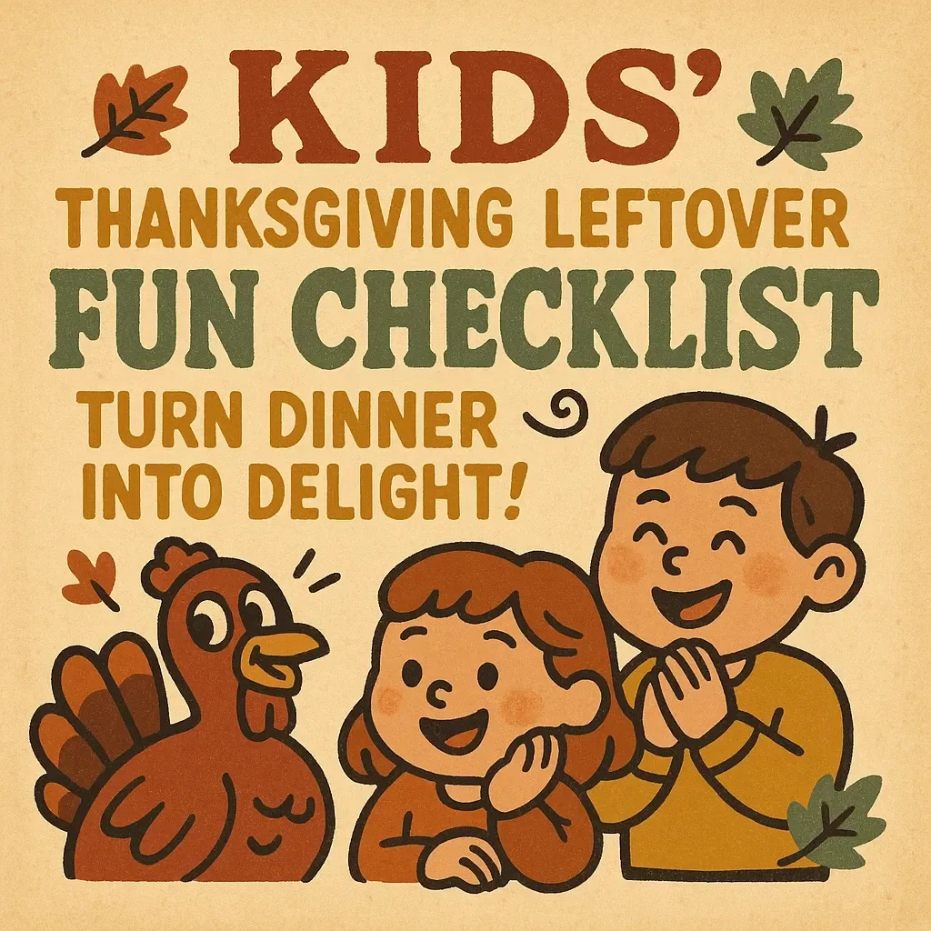 Kids’ Thanksgiving Leftover Fun Checklist: Turn Dinner into Delight! | Creative leftover Thanksgiving dinner ideas for kids | Printable Digital Download