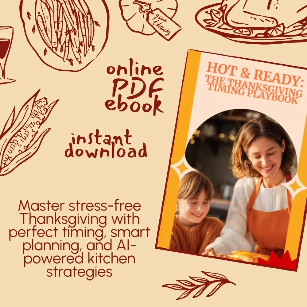 Hot & Ready: The Thanksgiving Timing Playbook | Holiday Cooking eBook | Stress-Free Thanksgiving Planner | Kitchen Scheduling Guide | Digital Download for Perfect Thanksgiving Dinner