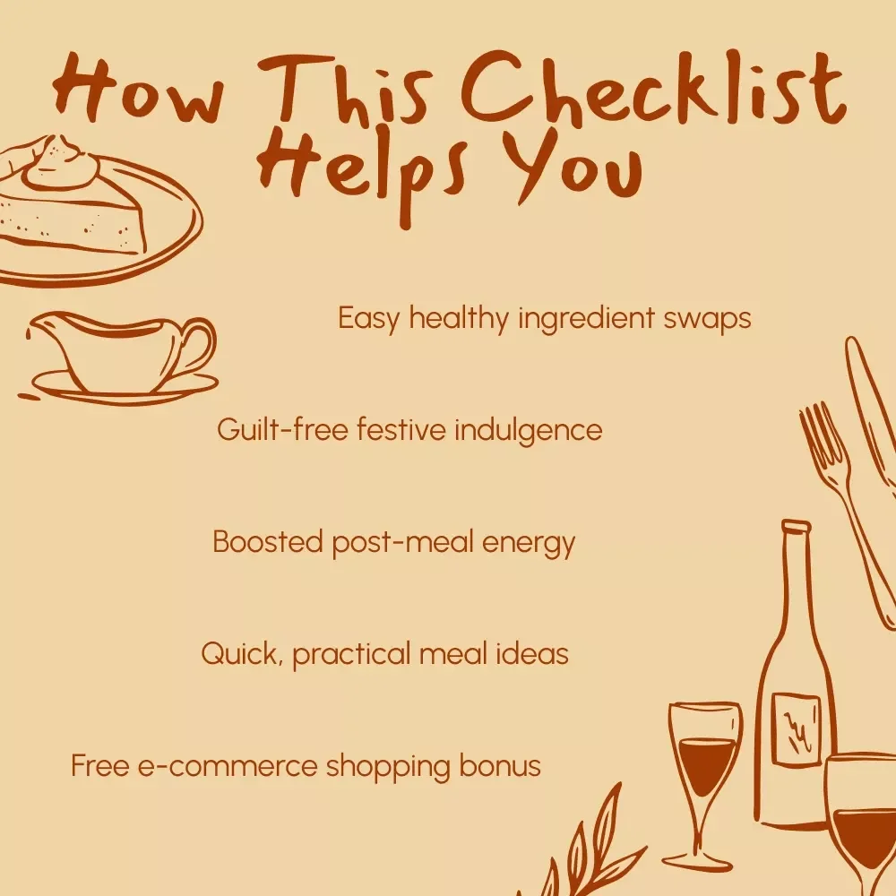 Gobble Smart: Your Fun & Healthy Thanksgiving Swaps Checklist | Printable Healthy Thanksgiving Swaps Guide | Digital Download Wellness Checklist for Smart Holiday Eating