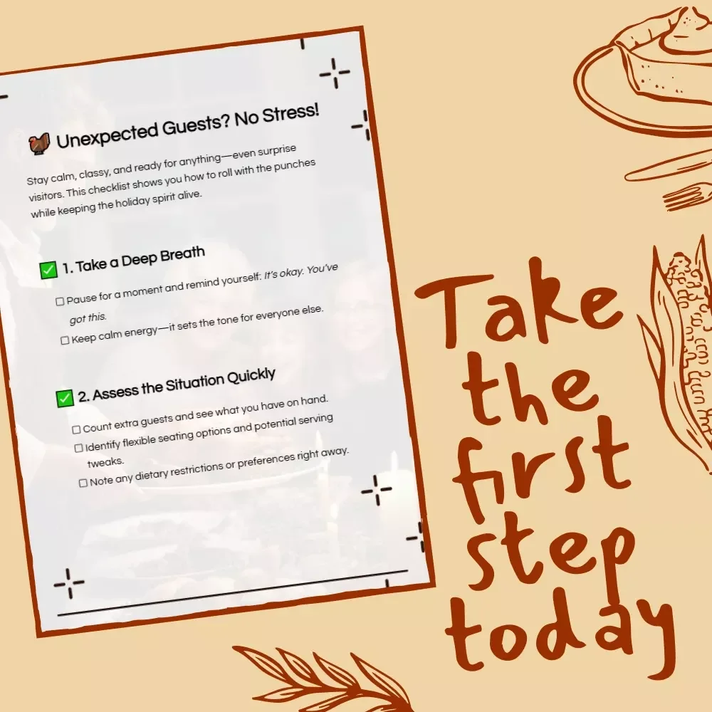 Unexpected Guests? No Stress! | Printable Checklist for What to Do If Relatives Bring Guests Unexpectedly | Instant Digital Download