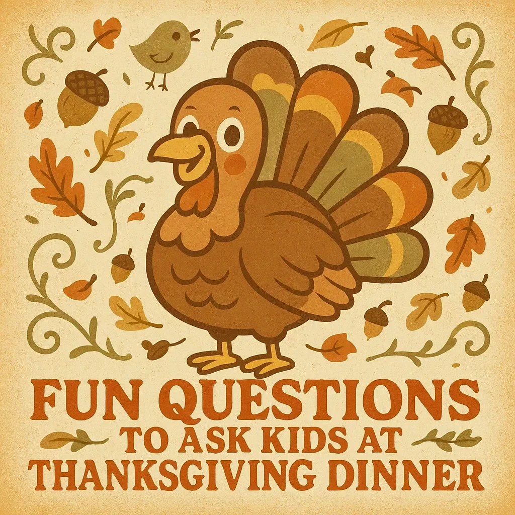 Fun Questions to Ask Kids at Thanksgiving Dinner | Printable Checklist for Families | What to Ask Kids at Thanksgiving Dinner Conversation Guide