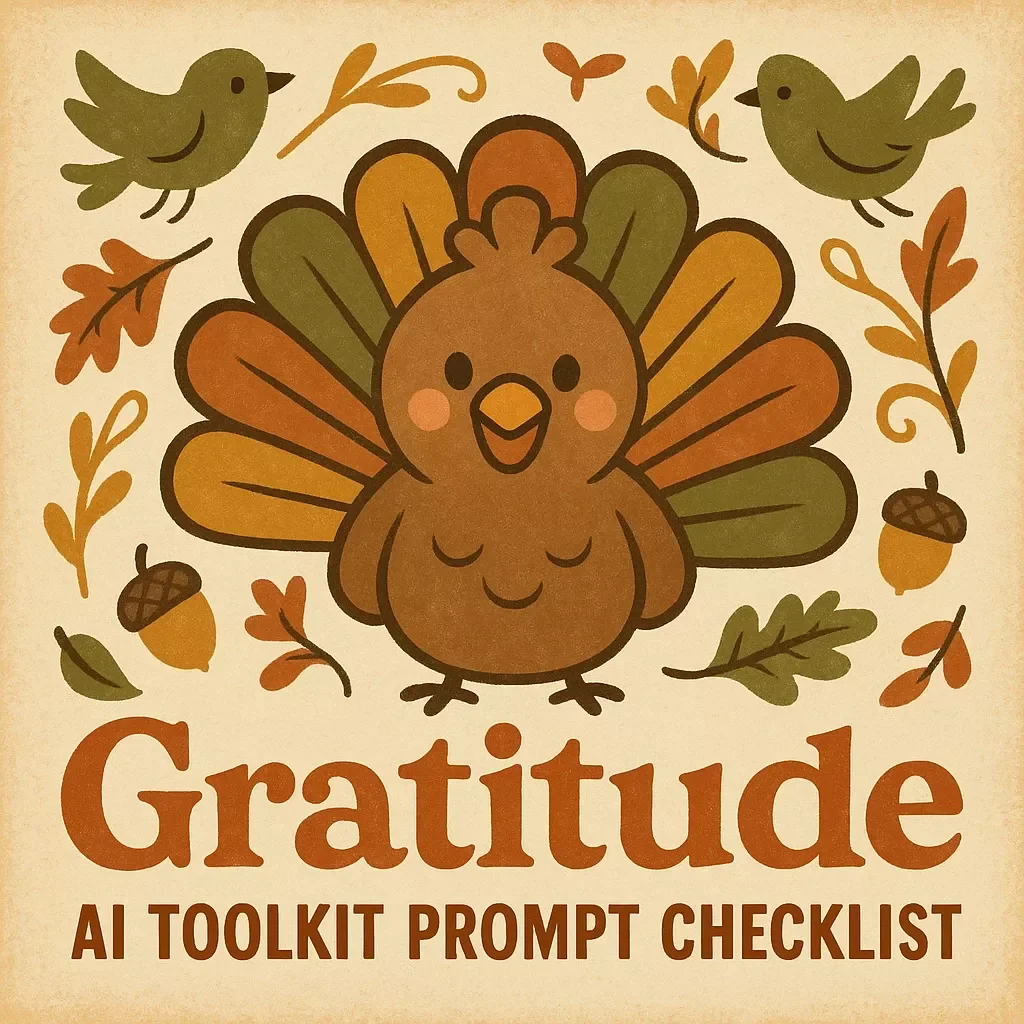 Gratitude AI Toolkit Prompt Checklist | Digital Download Guide on How to Use AI to Generate Gratitude Prompts | Printable Gratitude Practice & Reflection Resource