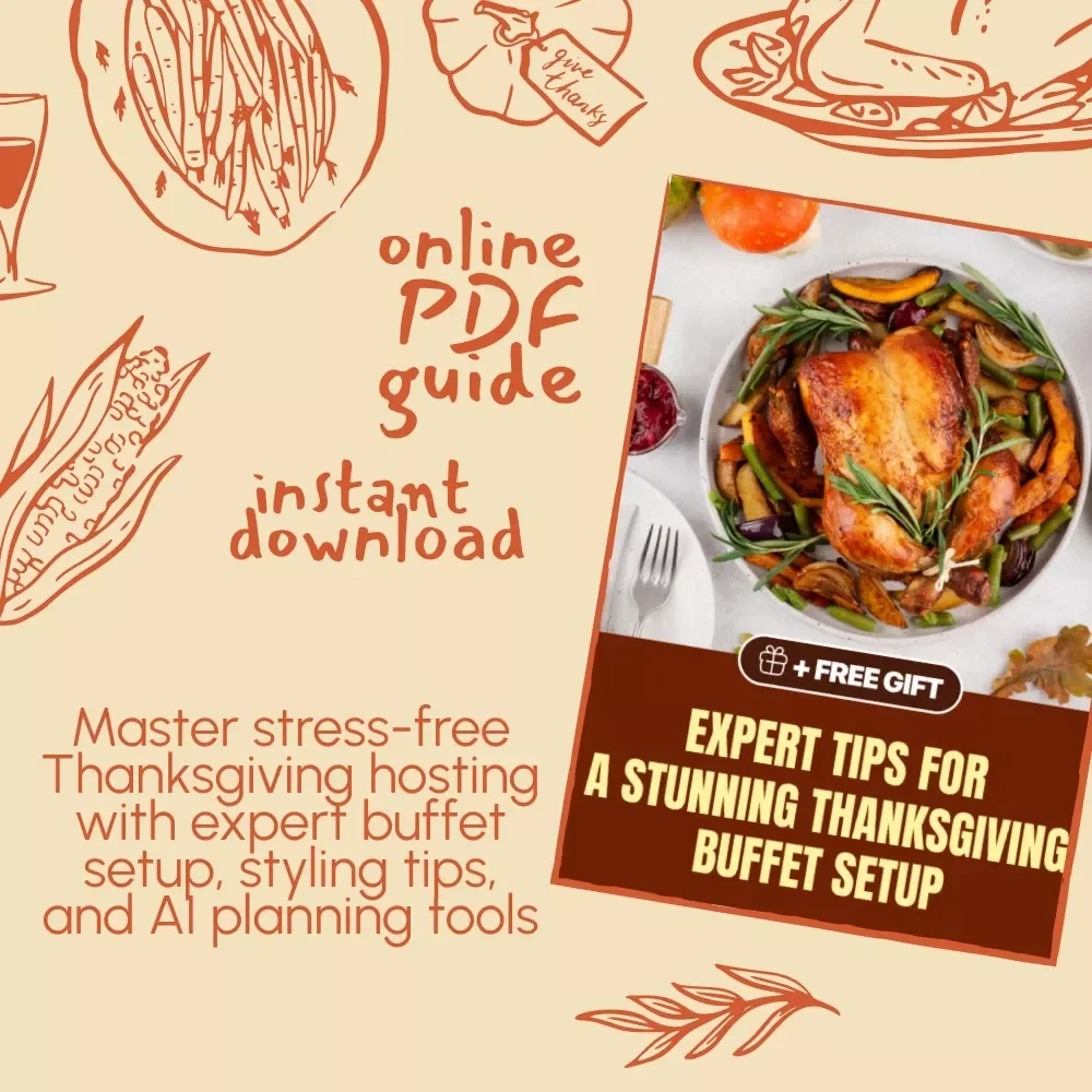 Expert Tips for a Stunning Thanksgiving Buffet Setup | Thanksgiving Buffet Guide | Holiday Hosting Decor Ideas | AI Buffet Planning & Table Styling eBook | Digital Download