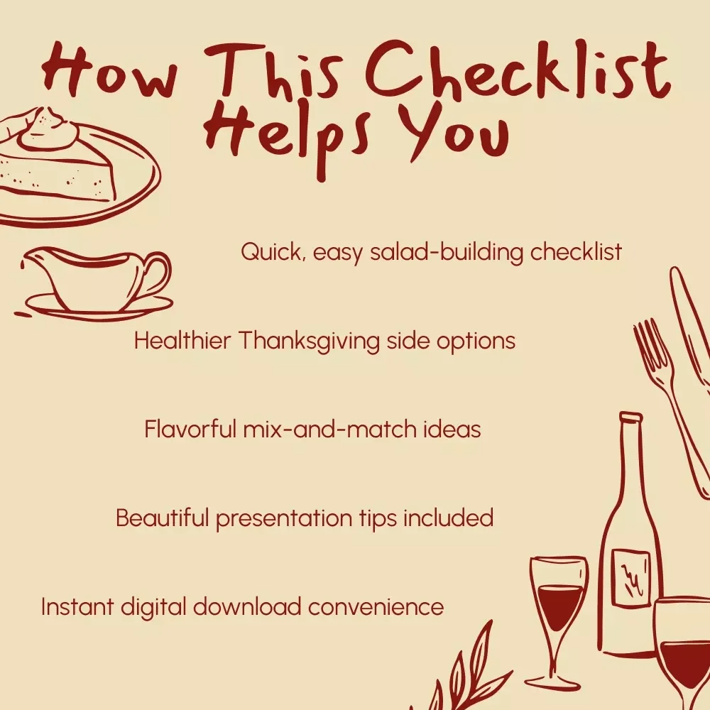 Gobble Up Green Goodness: Thanksgiving Kale & Spinach Salad Ideas Checklist | Healthy Holiday Salad Recipes | Printable Thanksgiving Side Dish Guide | Festive Green Salad Inspiration | Instant Digital Download