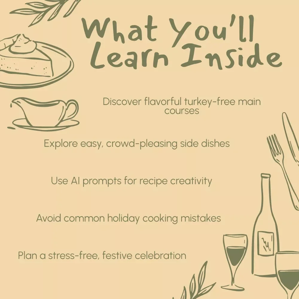 No-Turkey Thanksgiving | Guide for What to Cook for Thanksgiving If You Don’t Like Turkey | Delicious Main Course Alternatives, Sides & AI Prompts for a Stress-Free Holiday Meal