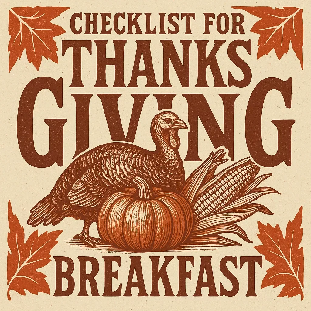 Checklist for Thanksgiving Breakfast | Digital Download Guide for Holiday Morning | Thanksgiving Breakfast Planner, Menu Ideas, and AI Planning Tips for Easy Holiday Hosting