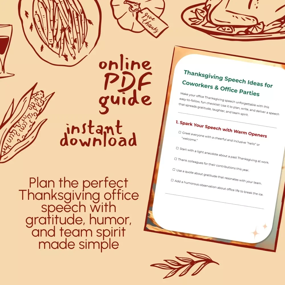 Thanksgiving Speech Ideas for Coworkers & Office Parties – Fun & Easy Checklist for Office Party Toasts