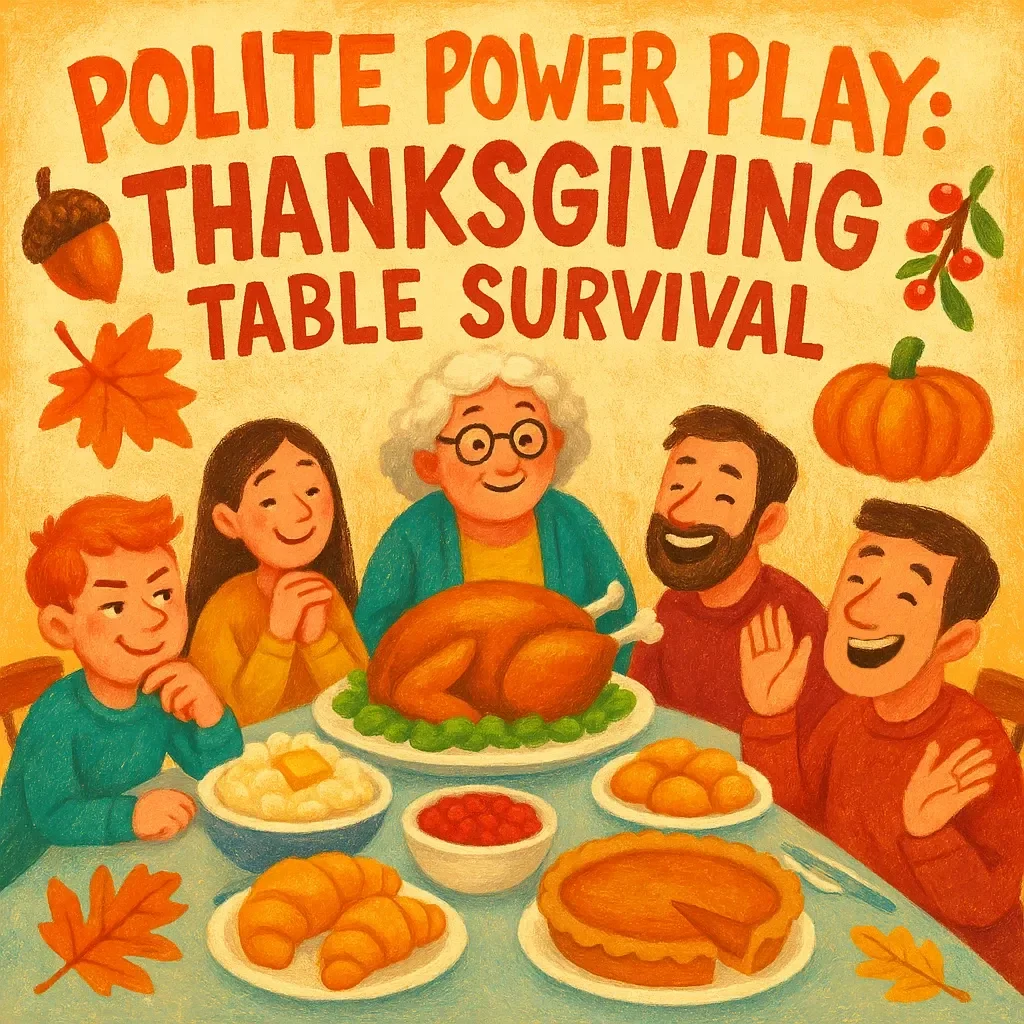 Polite Power Play: Thanksgiving Table Survival | Printable Digital Checklist | What to Say to Rude Relatives Politely at Thanksgiving Table | Holiday Conversation Guide for Graceful Boundaries