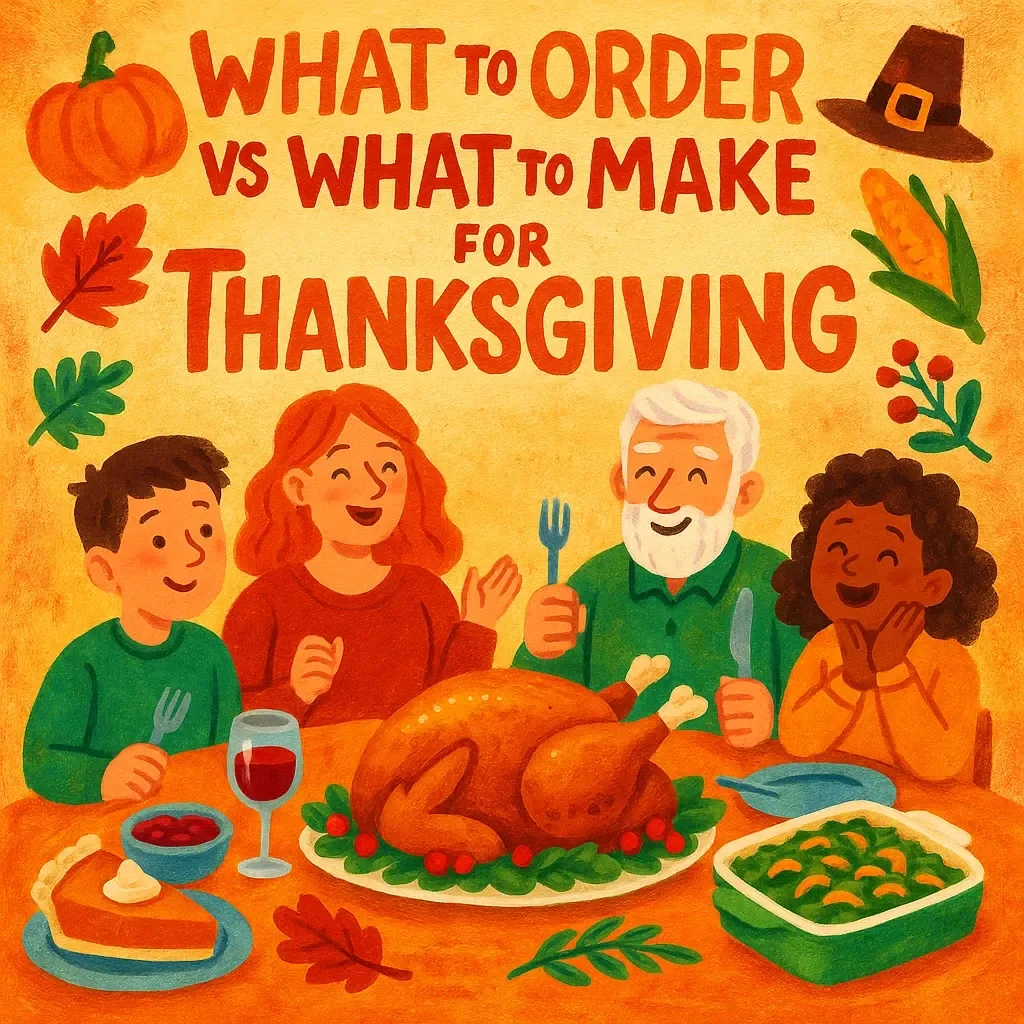 What to Order vs What to Make for Thanksgiving | Printable Holiday Meal Planning Guide | AI Menu Planning Tips | Stress-Free Hosting eBook | Thanksgiving Checklist Download