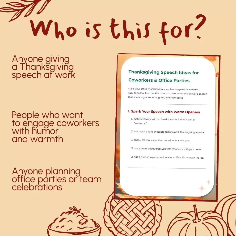 Thanksgiving Speech Ideas for Coworkers & Office Parties – Fun & Easy Checklist for Office Party Toasts