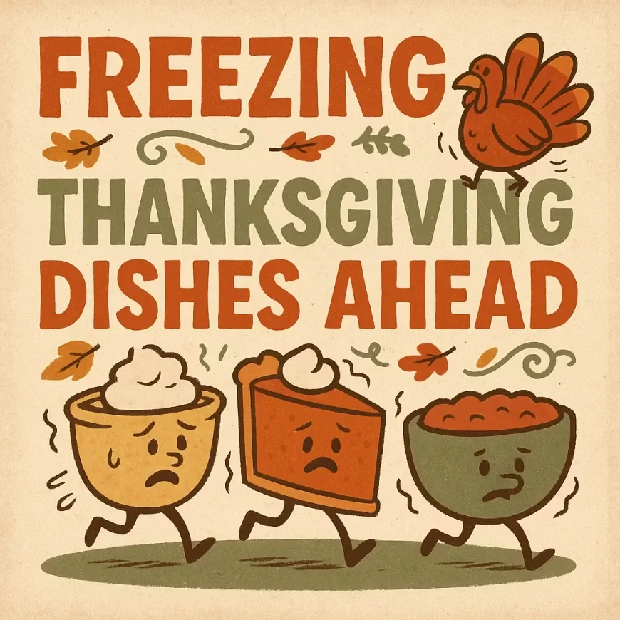 Freezing Thanksgiving Dishes Ahead Checklist | Holiday Meal Prep Guide | Thanksgiving Planning Printable | Freeze-Ahead Recipes & Reheating Tips