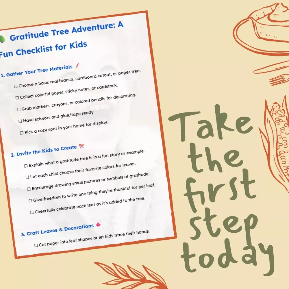 Gratitude Tree Adventure: A Fun Checklist for Kids | Printable Family Gratitude Activity | DIY Thankfulness Tree Guide | Tips for Making a Gratitude Tree with Kids