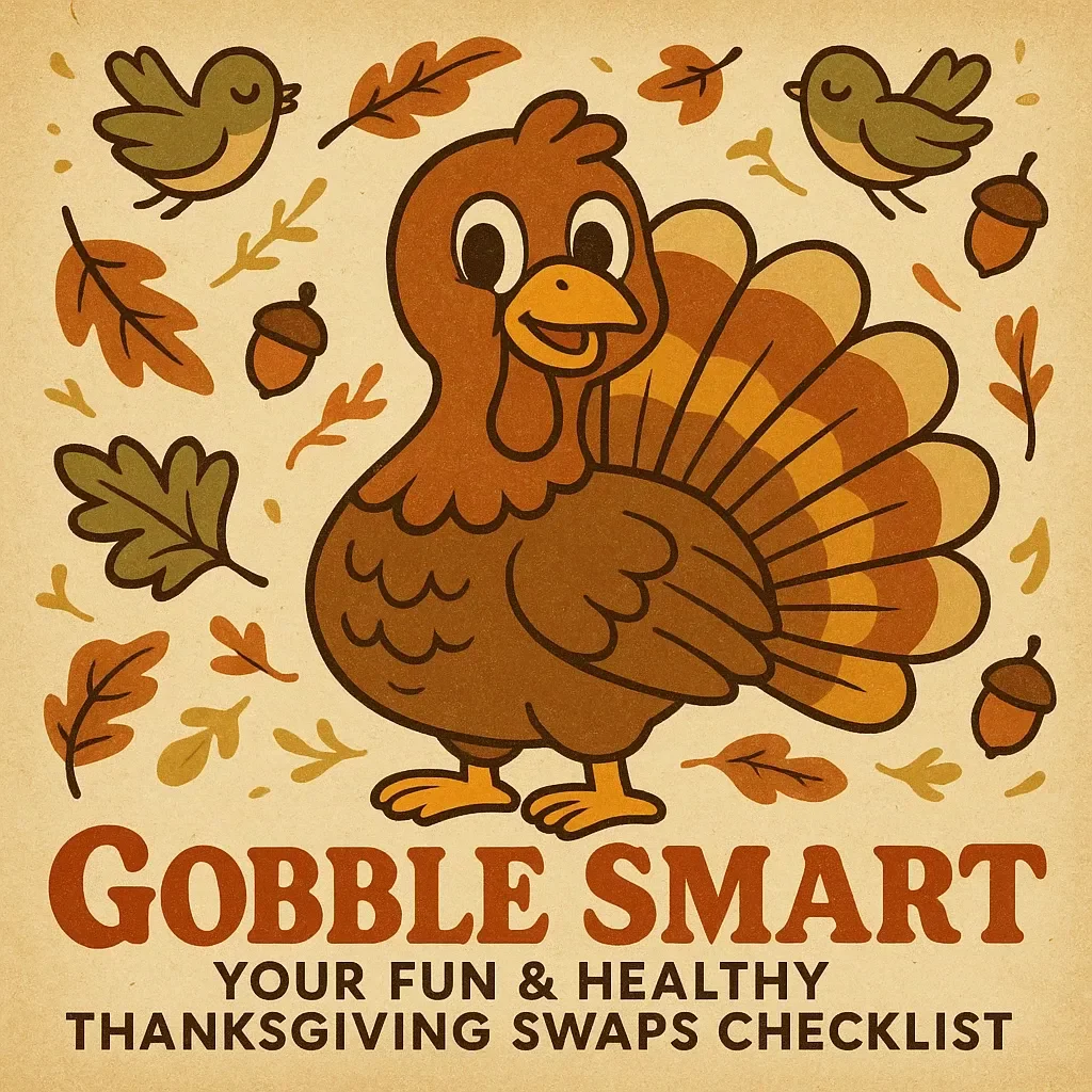 Gobble Smart: Your Fun & Healthy Thanksgiving Swaps Checklist | Printable Healthy Thanksgiving Swaps Guide | Digital Download Wellness Checklist for Smart Holiday Eating