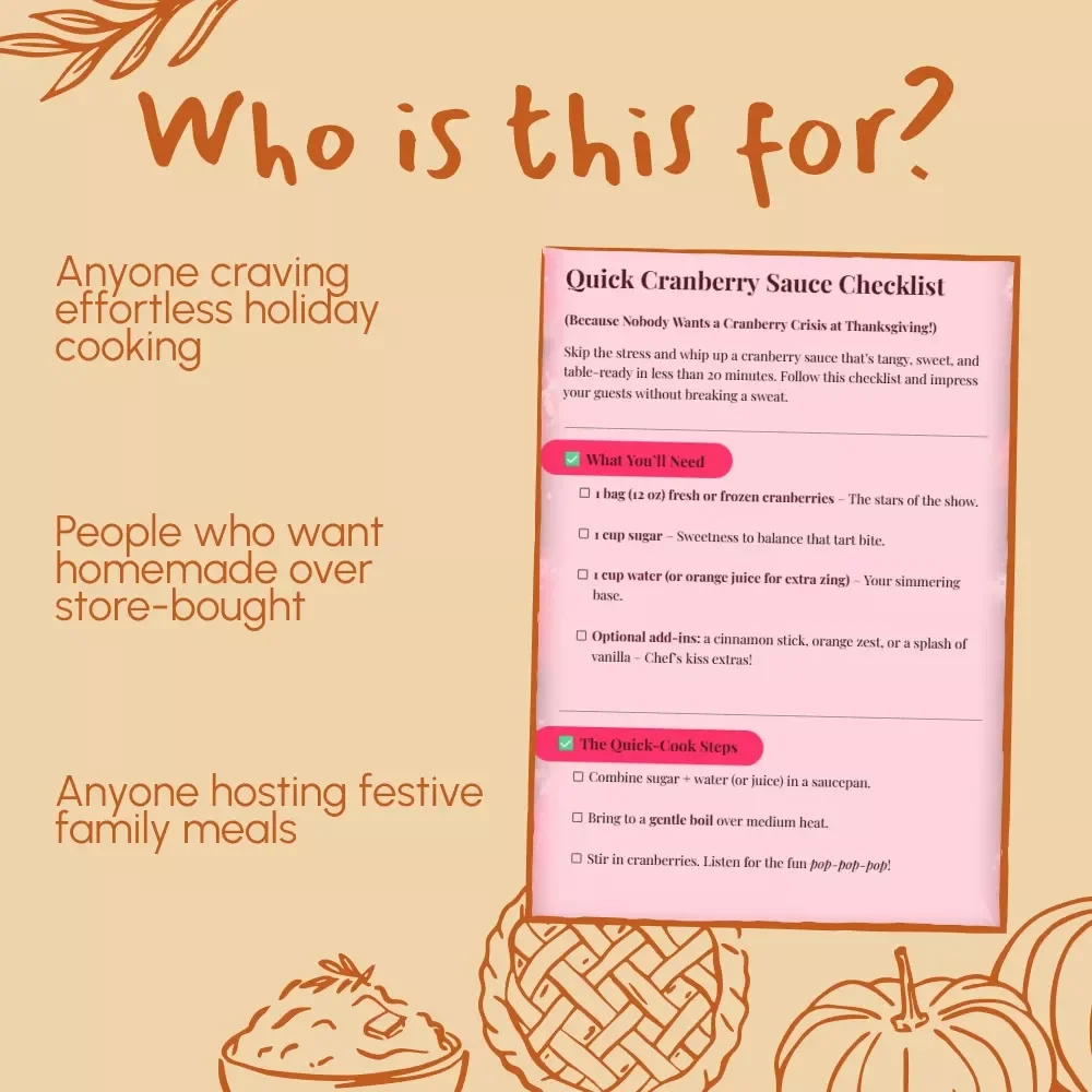Quick Cranberry Sauce Checklist | Instant Download | Holiday Cooking Guide | Quick Cranberry Sauce Recipe Made Simple