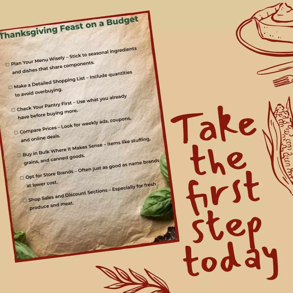 Thanksgiving Feast on a Budget Checklist | Printable Digital Download | How to Cut Grocery Costs for Thanksgiving Dinner | Budget-Friendly Holiday Meal Planner