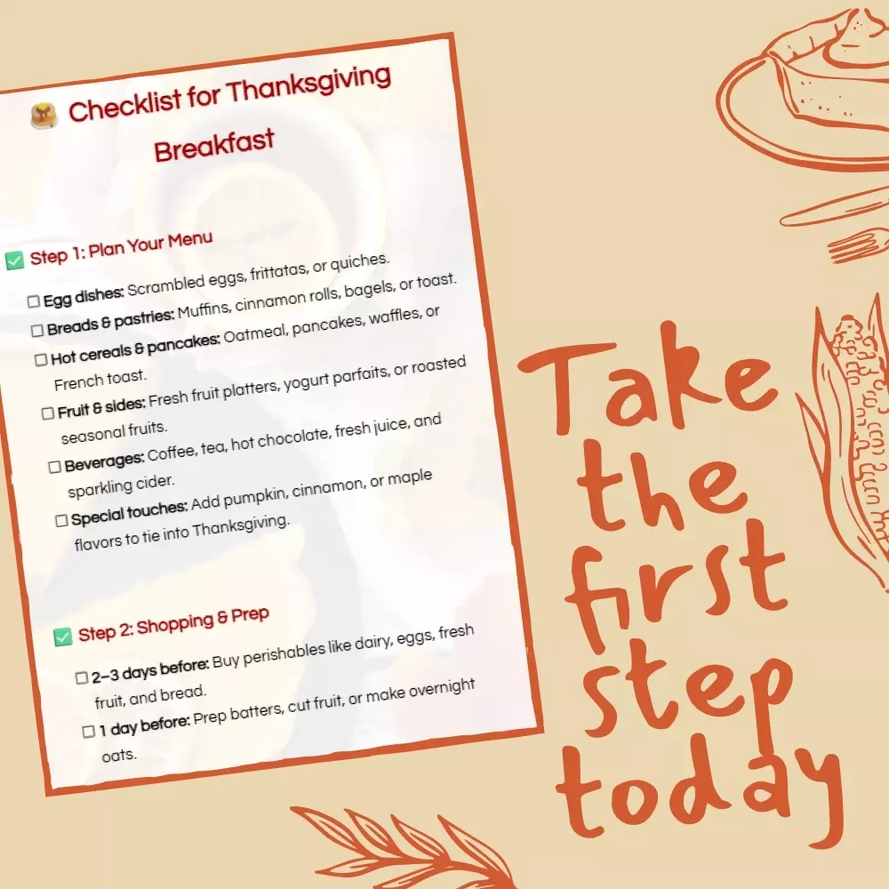Checklist for Thanksgiving Breakfast | Digital Download Guide for Holiday Morning | Thanksgiving Breakfast Planner, Menu Ideas, and AI Planning Tips for Easy Holiday Hosting