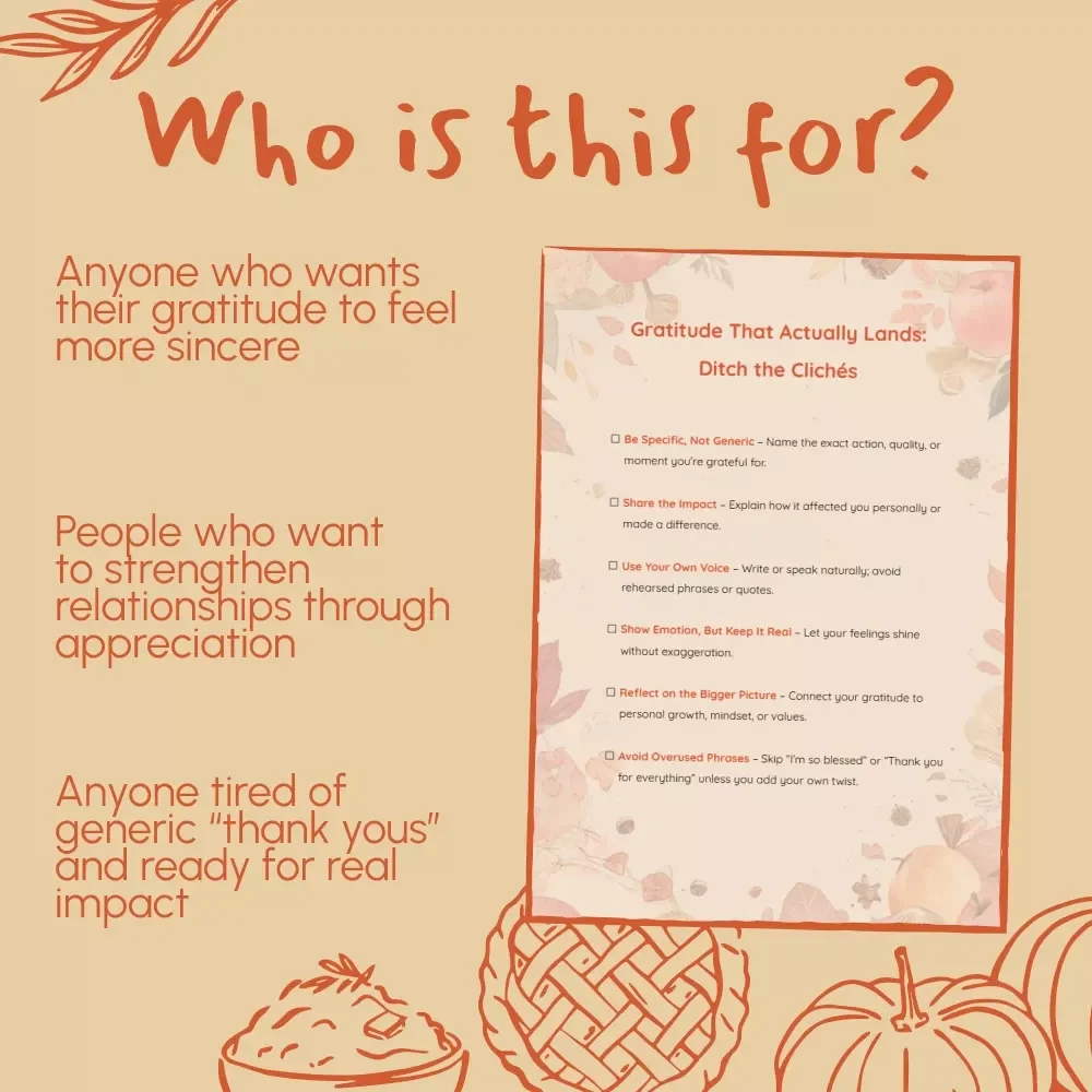 Gratitude That Actually Lands: Ditch the Clichés | Authentic Gratitude Checklist | How to Avoid Gratitude Clichés and Be Authentic