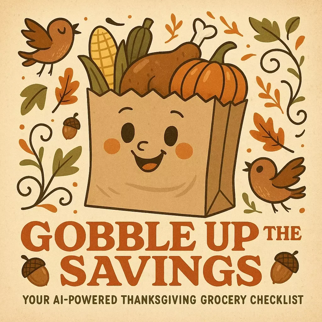 Gobble Up the Savings: Your AI-Powered Thanksgiving Grocery Checklist | How to Use AI to Create a Thanksgiving Grocery List | Digital Download, Printable Holiday Planner, eBook Guide