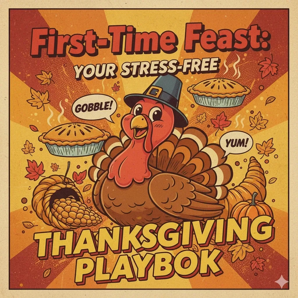 First-Time Feast: Your Stress-Free Thanksgiving Playbook | Thanksgiving eBook for Beginners | Digital Download Holiday Guide for Easy Hosting, Menu Planning & AI-Assisted Meal Prep