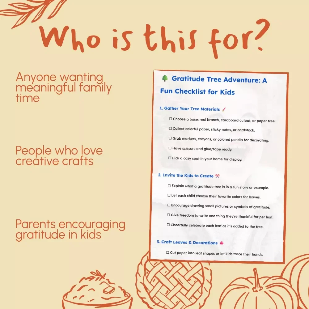 Gratitude Tree Adventure: A Fun Checklist for Kids | Printable Family Gratitude Activity | DIY Thankfulness Tree Guide | Tips for Making a Gratitude Tree with Kids