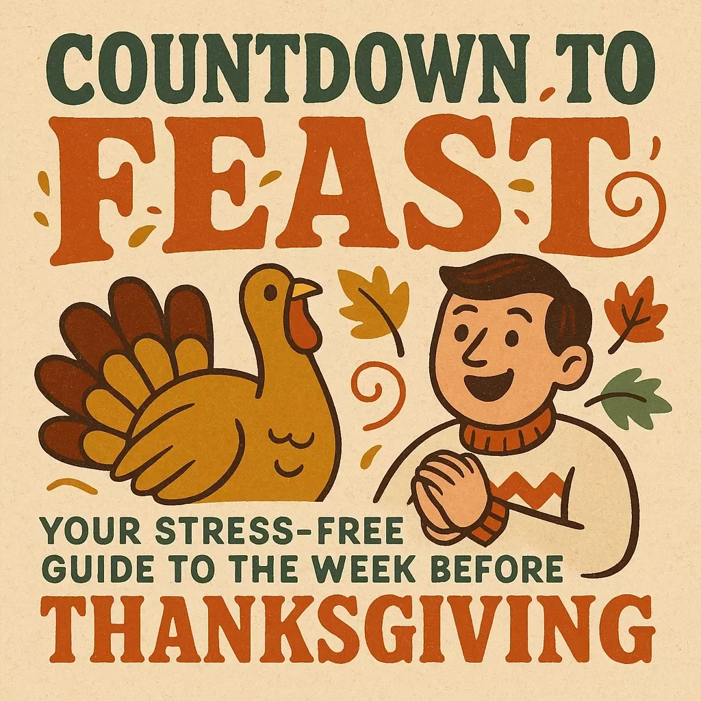 Countdown to Feast: Your Stress-Free Guide to the Week Before Thanksgiving | Digital Ebook | What to Do the Week Before Thanksgiving Checklist & Hosting Tips