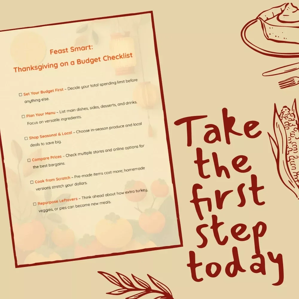 Feast Smart: Thanksgiving on a Budget Checklist | Printable Holiday Planning Guide | How to Create a Thanksgiving Menu on a Budget | Digital Download