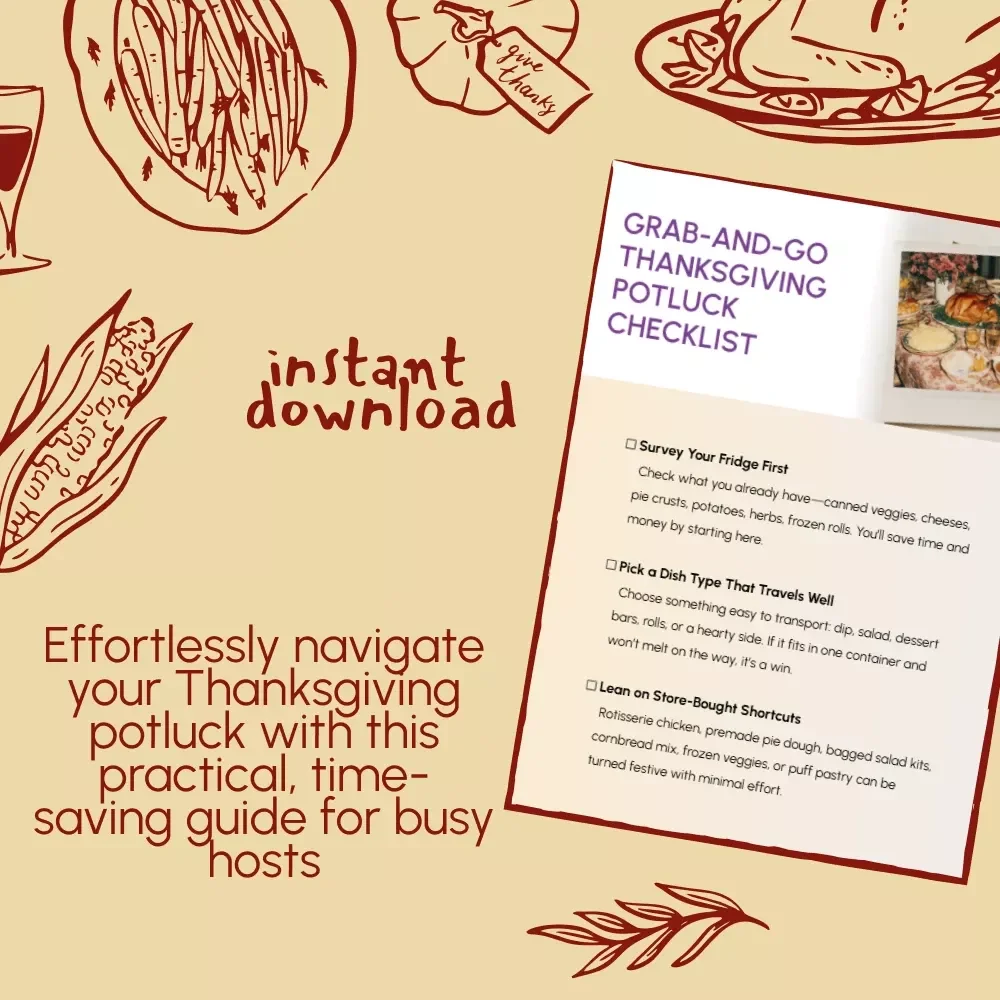Grab-and-Go Thanksgiving Potluck Checklist - Easy Digital Download for Effortless Holiday Gatherings