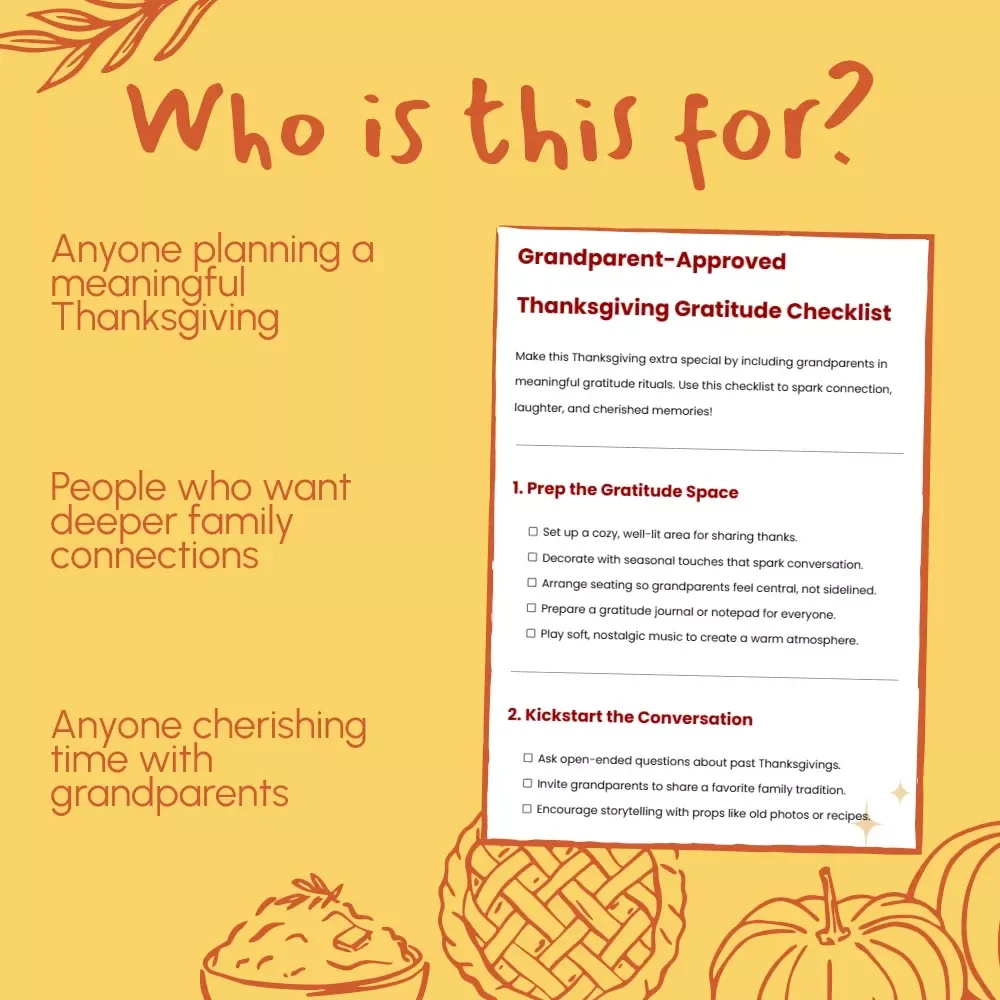 Grandparent-Approved Thanksgiving Gratitude Checklist | Printable Family Gratitude Guide | How to Include Grandparents in Thanksgiving Gratitude Rituals | Cozy Holiday Digital Download