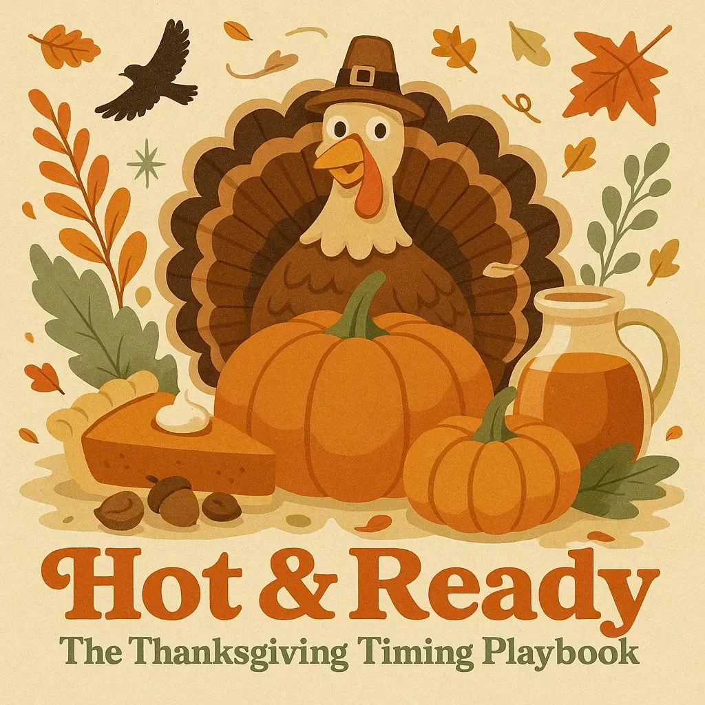 Hot & Ready: The Thanksgiving Timing Playbook | Holiday Cooking eBook | Stress-Free Thanksgiving Planner | Kitchen Scheduling Guide | Digital Download for Perfect Thanksgiving Dinner