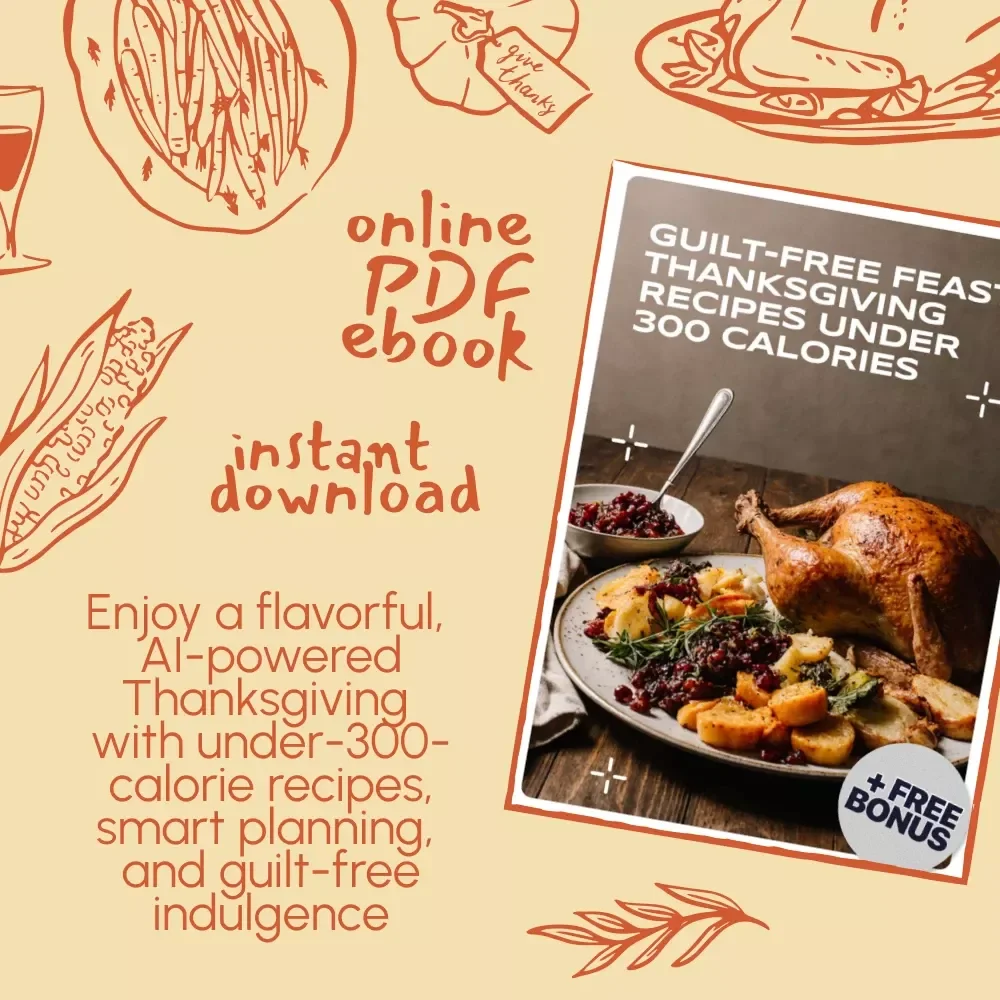 Guilt-Free Feast: Thanksgiving Recipes Under 300 Calories | Healthy Thanksgiving eBook | Low-Cal Holiday Menu Guide | Digital Download Cookbook