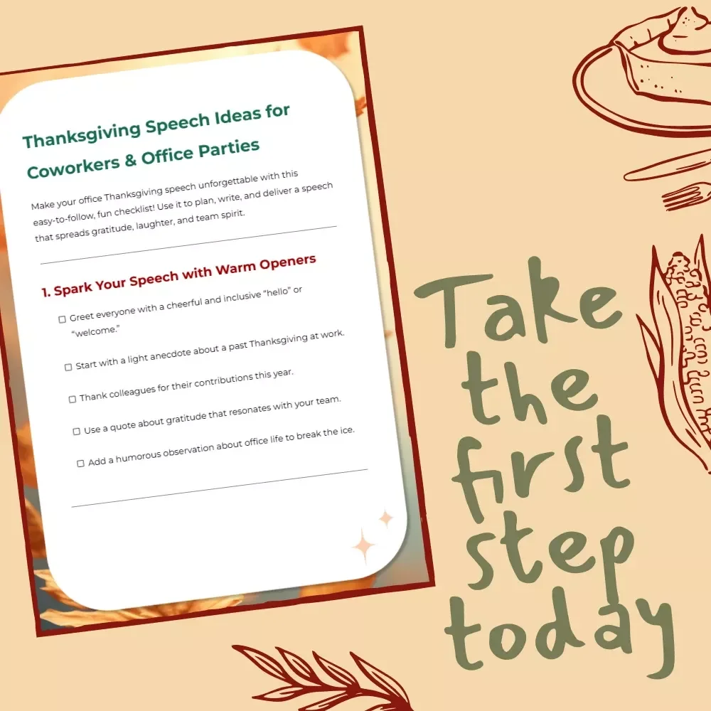 Thanksgiving Speech Ideas for Coworkers & Office Parties – Fun & Easy Checklist for Office Party Toasts