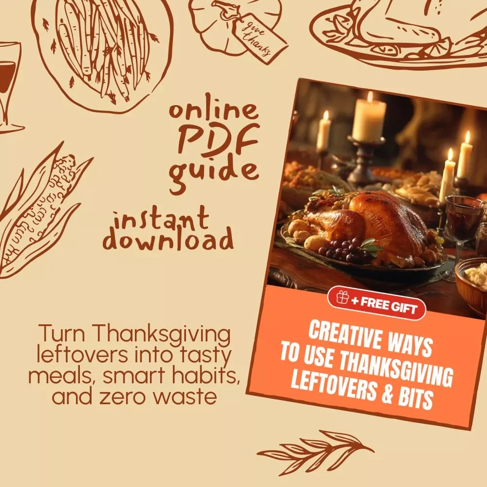Creative Ways to Use Thanksgiving Leftovers & Bits | Zero-Waste Thanksgiving Guide | What to Do with Thanksgiving Scraps | Digital Download eBook