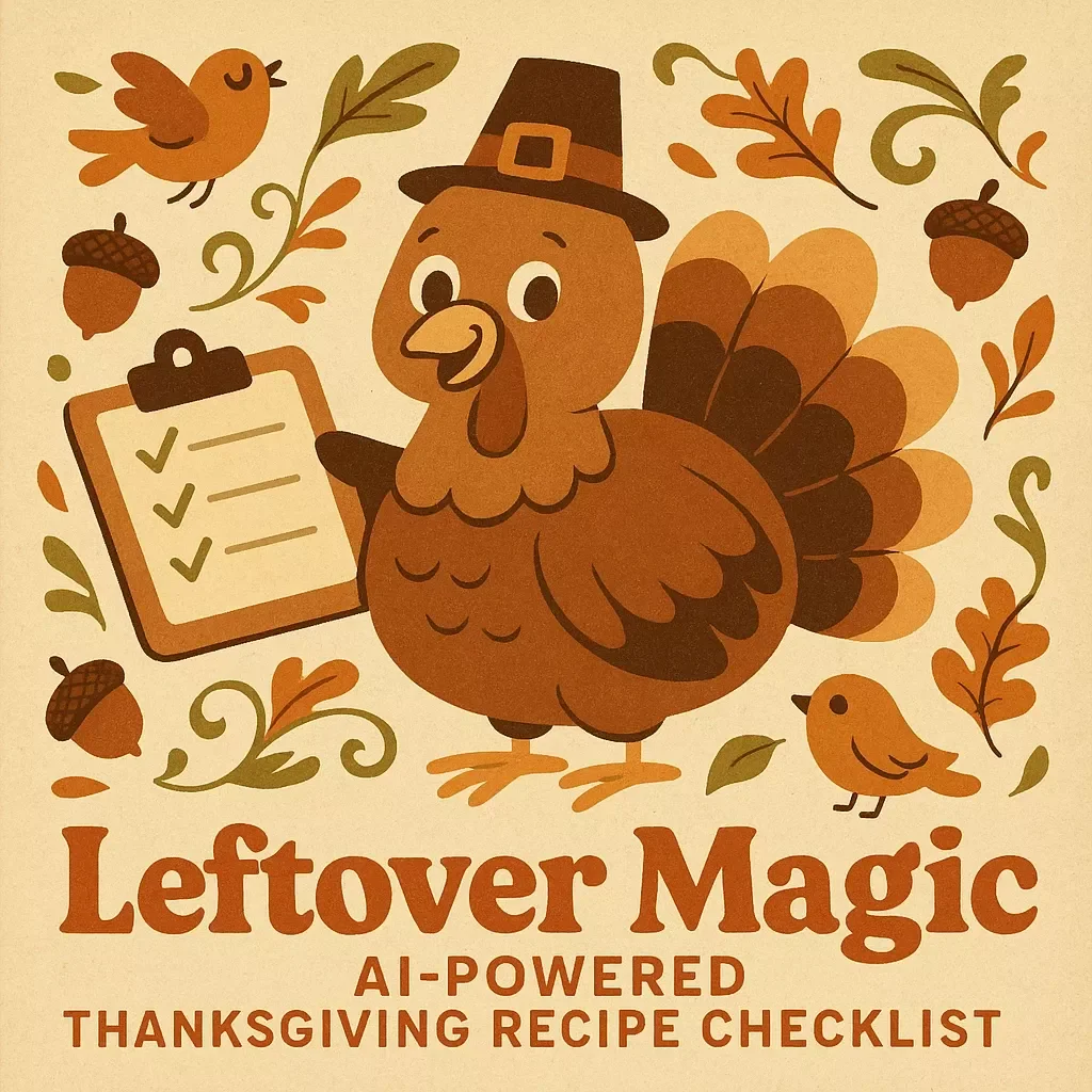 Leftover Magic: AI-Powered Thanksgiving Recipe Checklist | How to Use AI for Thanksgiving Leftover Recipe Ideas | Digital Download Guide