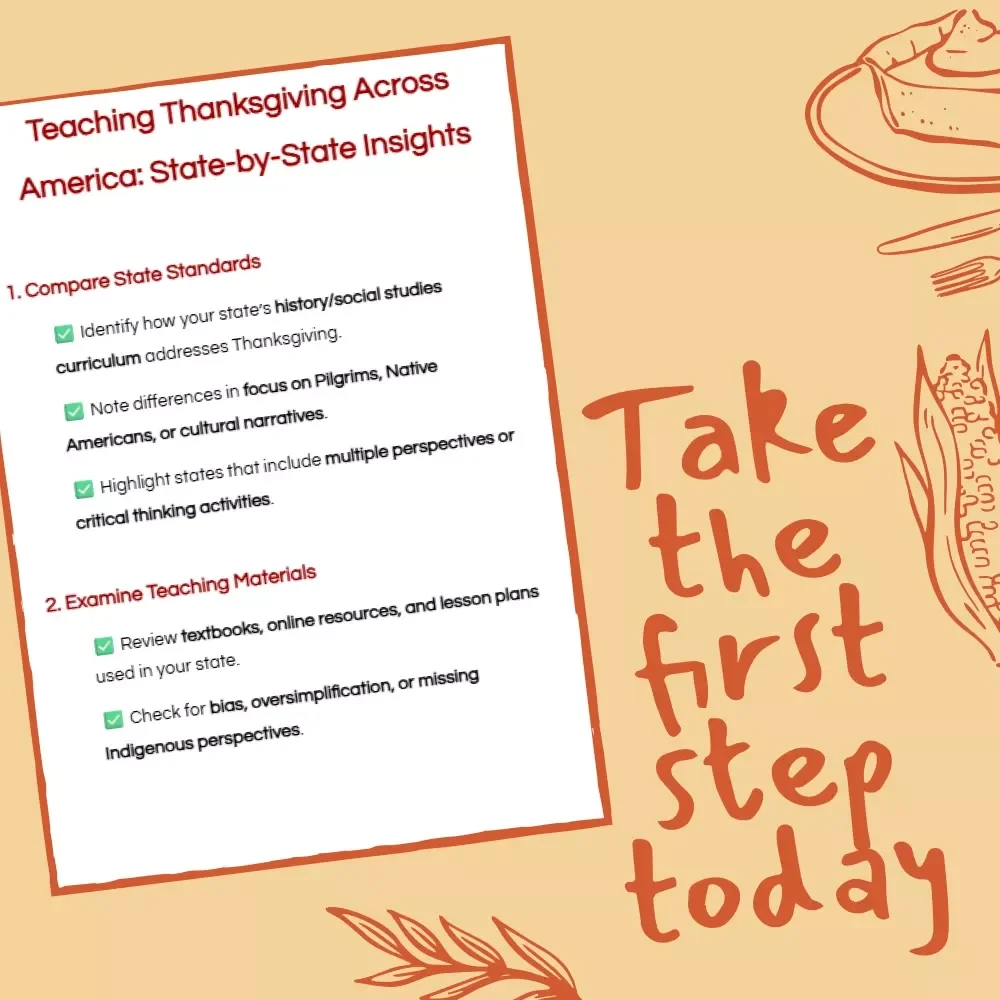 Teaching Thanksgiving Across America: State-by-State Insights | Thanksgiving Curriculum Checklist for Teachers | Inclusive History Education Resource | Digital Download