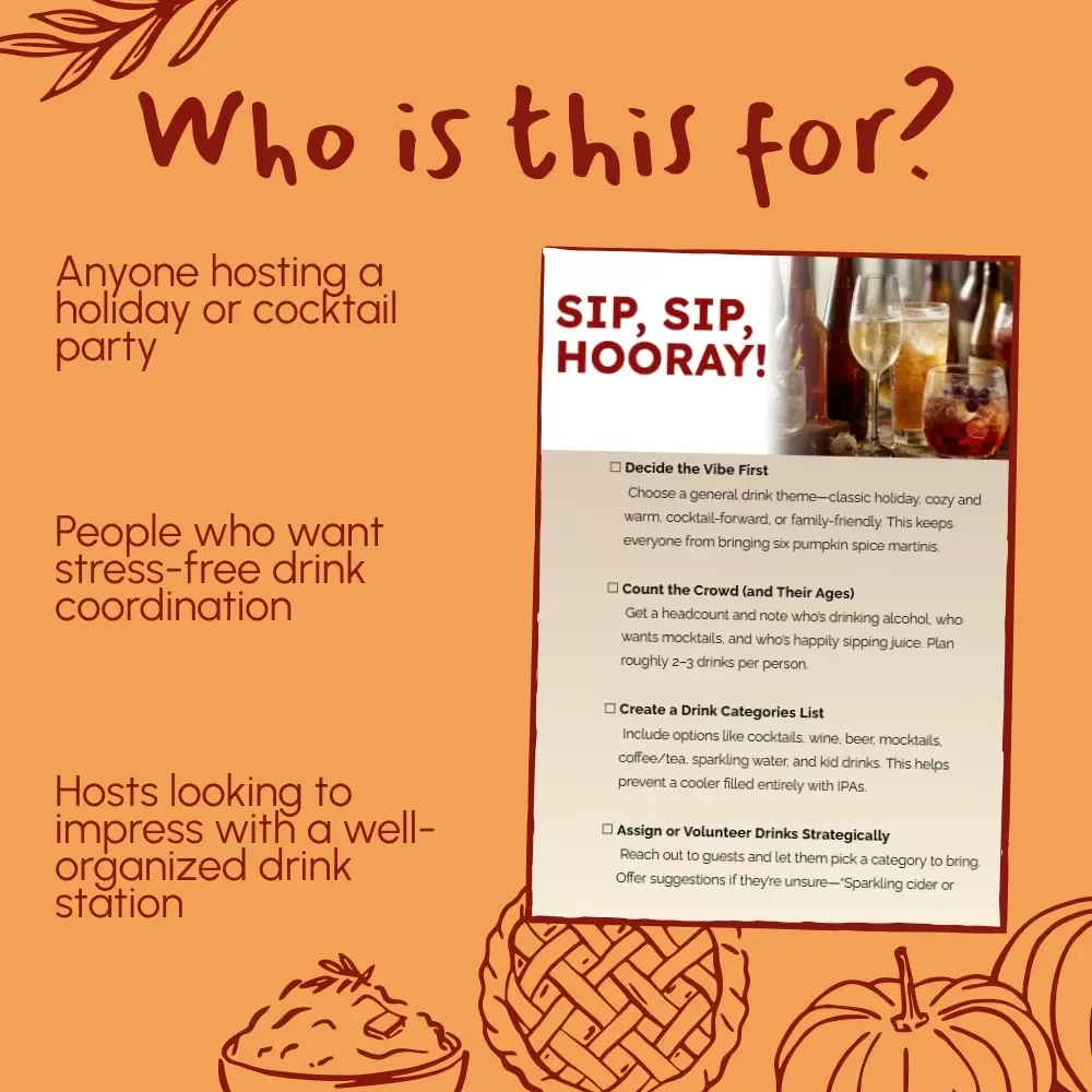 Sip, Sip, Hooray: The Ultimate Party Drink Planning Guide & Checklist - Digital Download