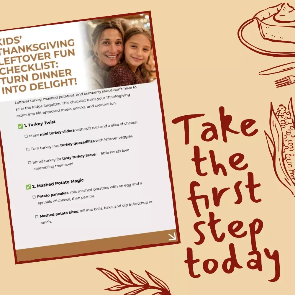 Kids’ Thanksgiving Leftover Fun Checklist: Turn Dinner into Delight! | Creative leftover Thanksgiving dinner ideas for kids | Printable Digital Download