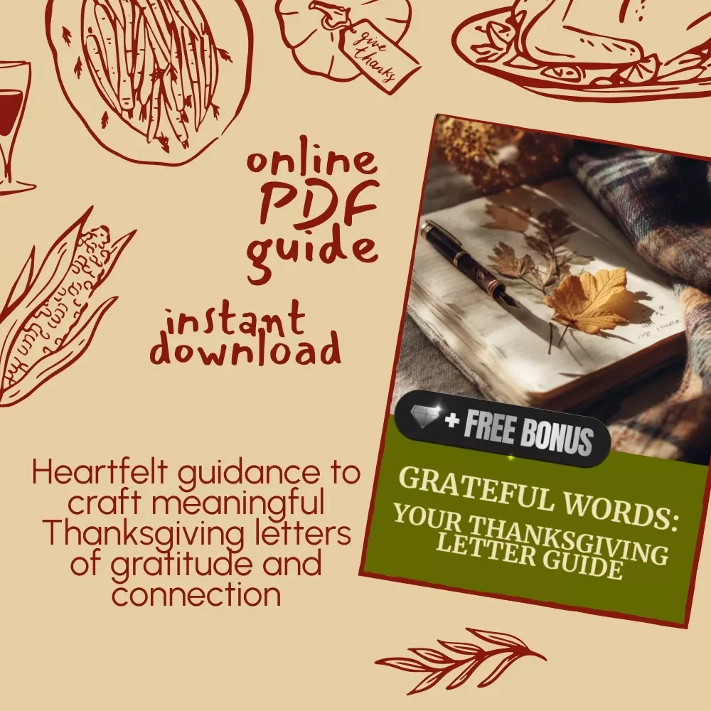 Grateful Words: Your Thanksgiving Letter Guide | How to Write a Letter of Thanks to Someone at Thanksgiving | Digital Gratitude Writing eBook & Printable Guide