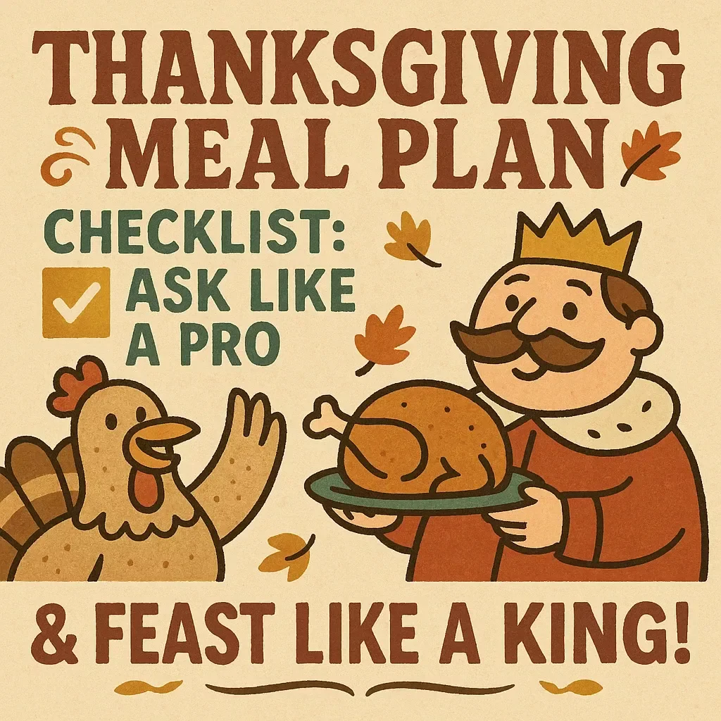 ChatGPT Thanksgiving Meal Plan Checklist: Ask Like a Pro & Feast Like a King! | Best Way to Ask ChatGPT for Thanksgiving Meal Plan | Digital Download Holiday Planner