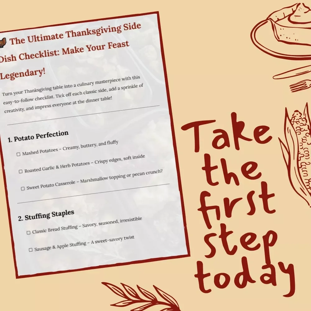 The Ultimate Thanksgiving Side Dish Checklist: Make Your Feast Legendary | Printable Holiday Cooking Guide | Traditional Thanksgiving Side Dishes eBook Download